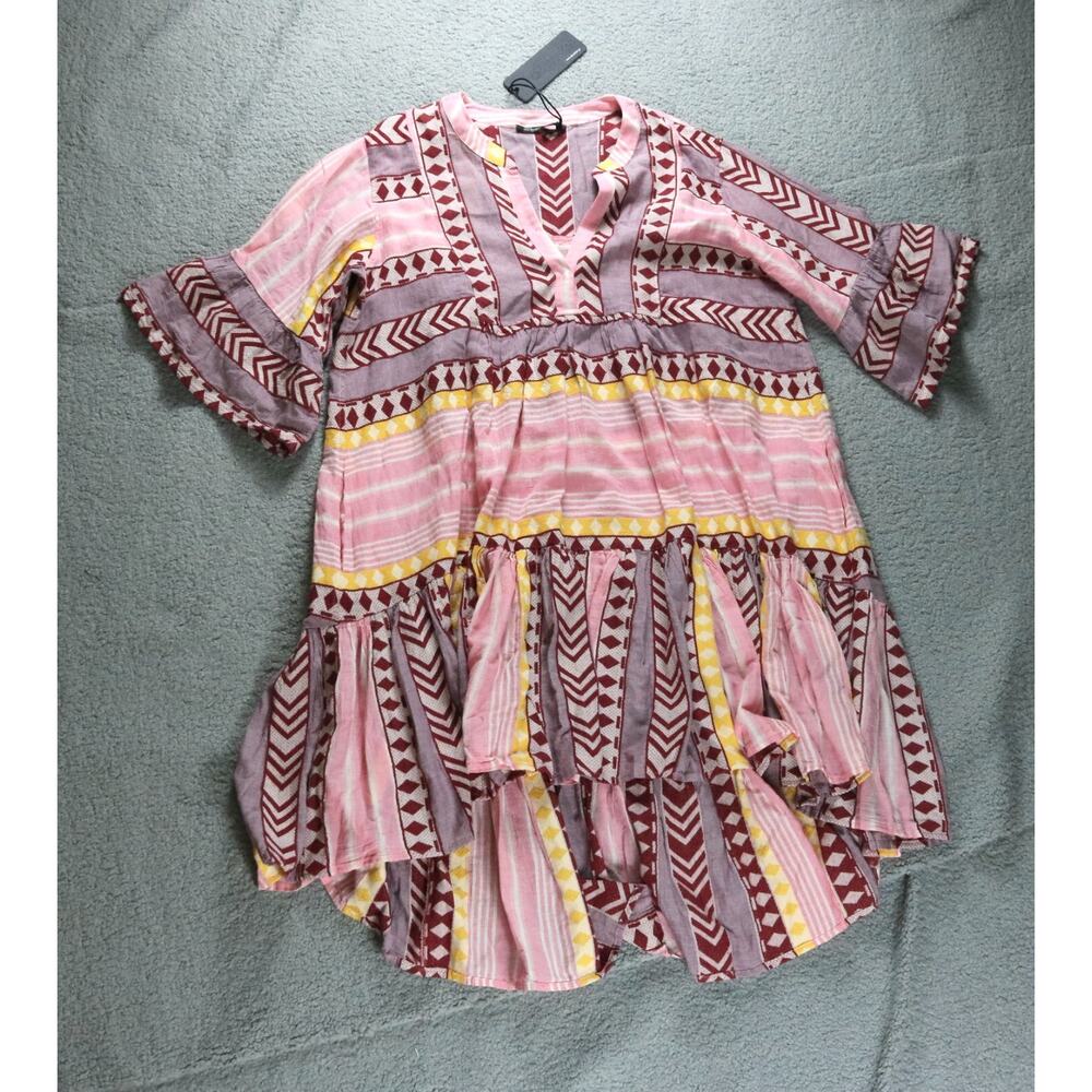 New Devotion Twins Ella Dress Medium Pink Yellow Multicolor Tunic Pullover